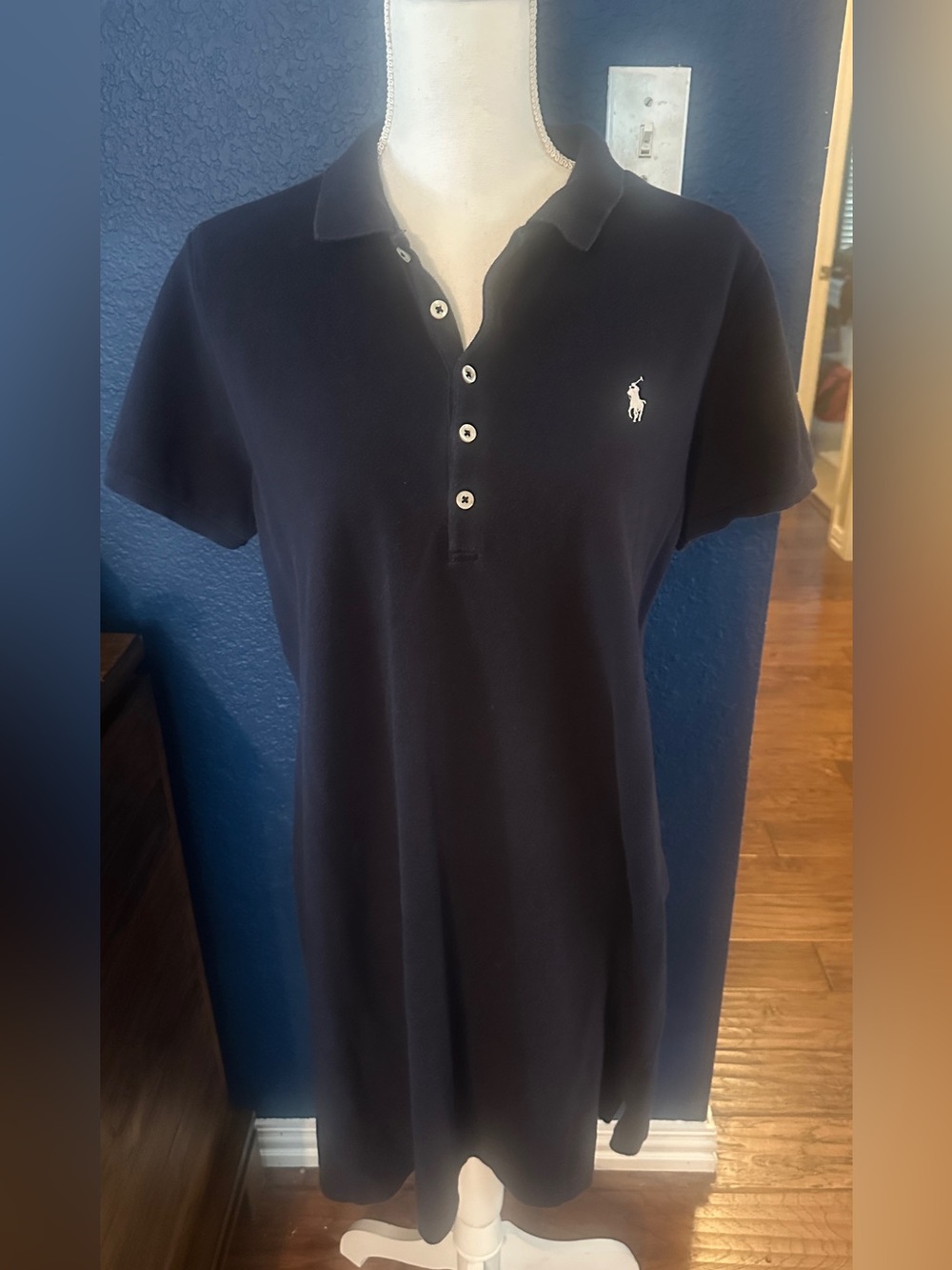 Ralph Lauren Navy Polo Shirt Dress with White Pony Logo